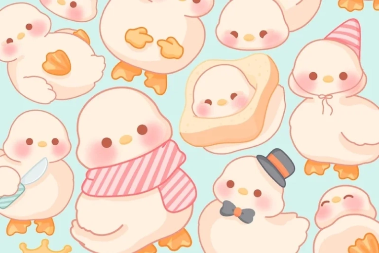 Ảnh vịt chibi phong cách hoạt hình, cực kỳ dễ thương