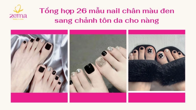 Khám phá những mẫu móng chân đẹp màu đen thời thượng 2026
