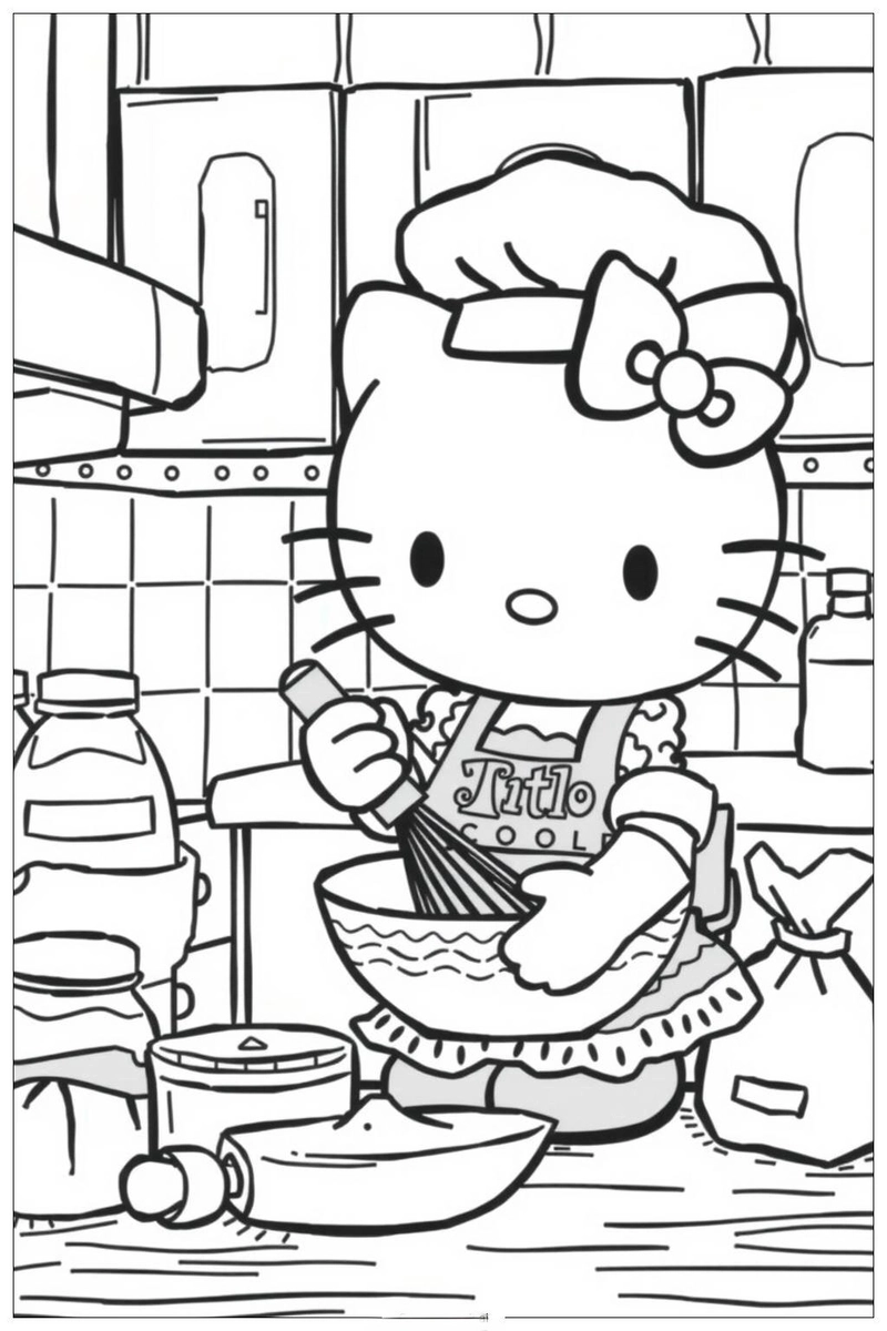 Hình tô màu mèo hello kitty dễ thương cho bé yêu tô vẽ