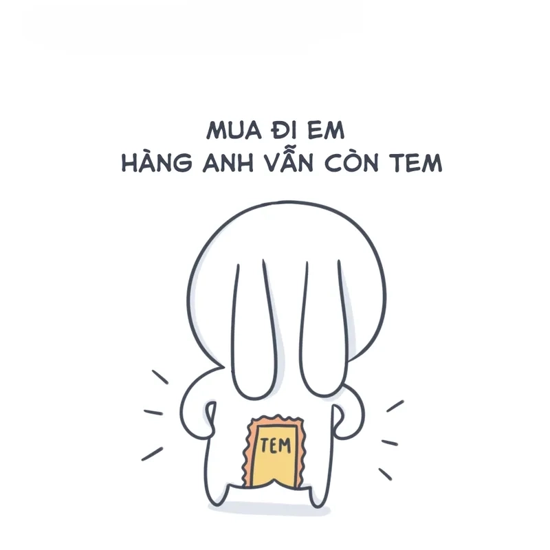 Meme con thỏ trắng ngộ nghĩnh, biểu cảm dễ thương
