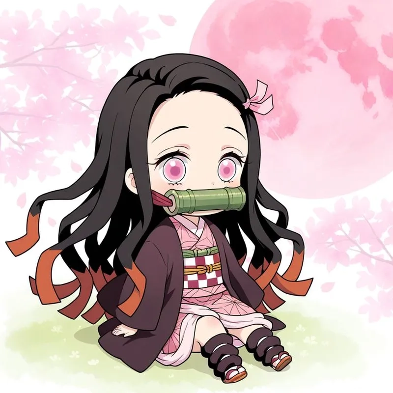 Ảnh Nezuko dễ thương chibi chắc chắn là hình nền tuyệt vời cho bạn