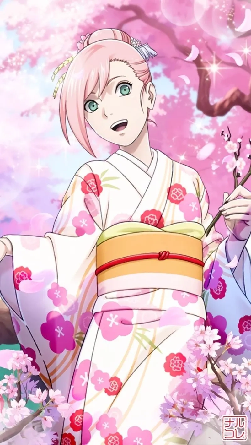Sakura Haruno kimono nổi bật với nét truyền thống Nhật Bản