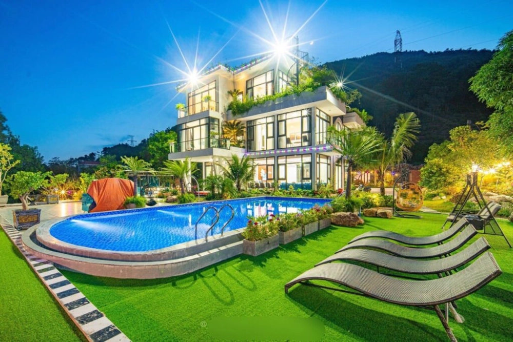 Không gian nghỉ dưỡng tại villa quanh hồ đồng đò