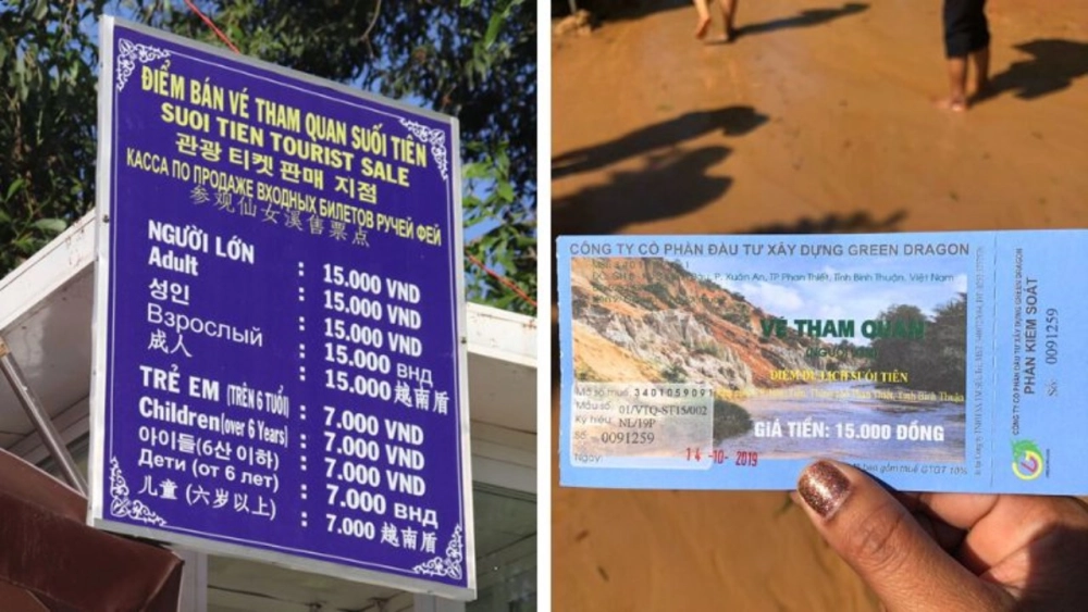 Suối tiên mũi né giá vé hợp lý cho một chuyến tham quan lý tưởng