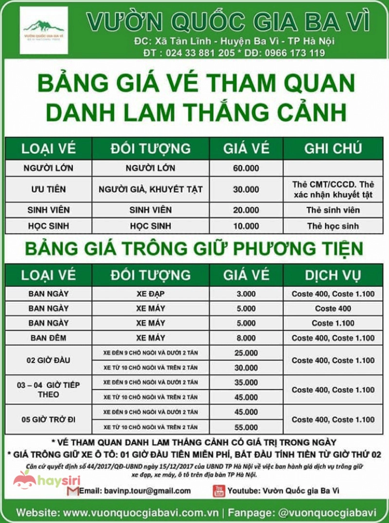 Mua ngay vé vào vườn quốc gia ba vì để có chuyến đi lý thú