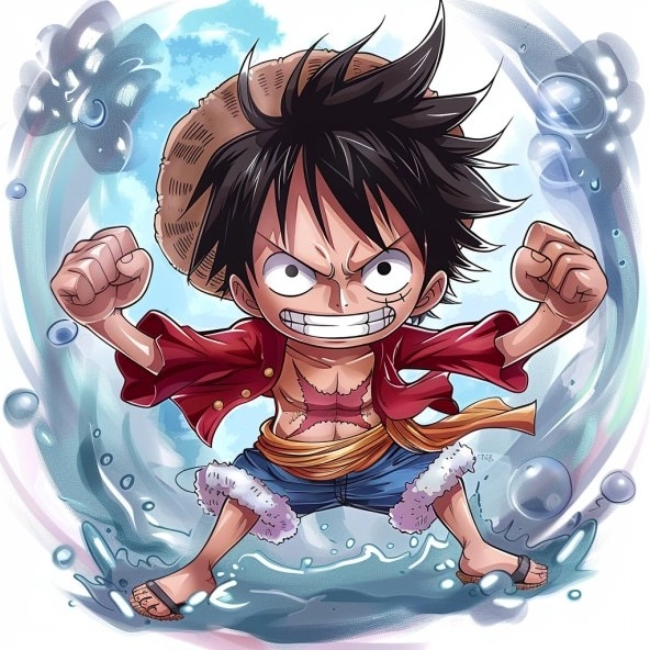 Hinh luffy chibi năng lượng bùng nổ cute