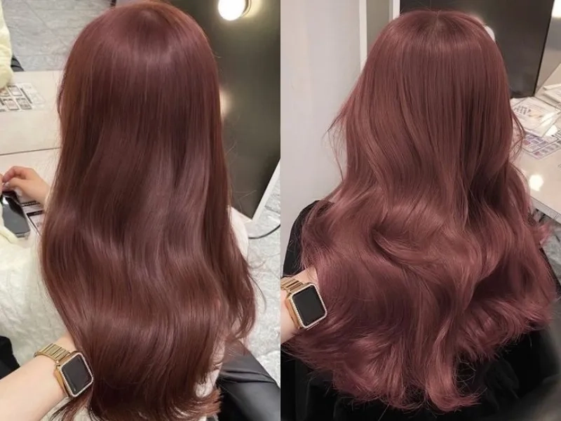 Tóc nâu hồng đào ngọt ngào nữ tính