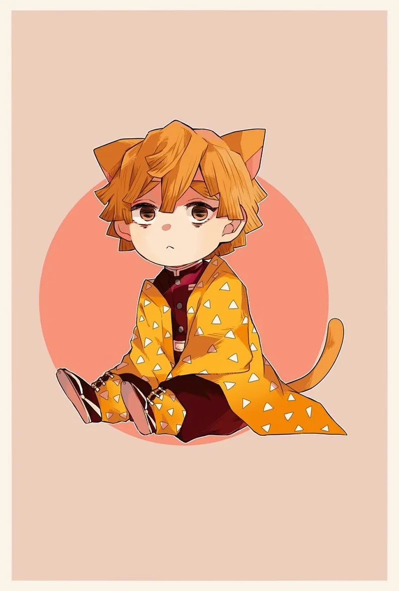 Demon slayer chibi zenitsu tái hiện nhân vật theo phong cách chibi.