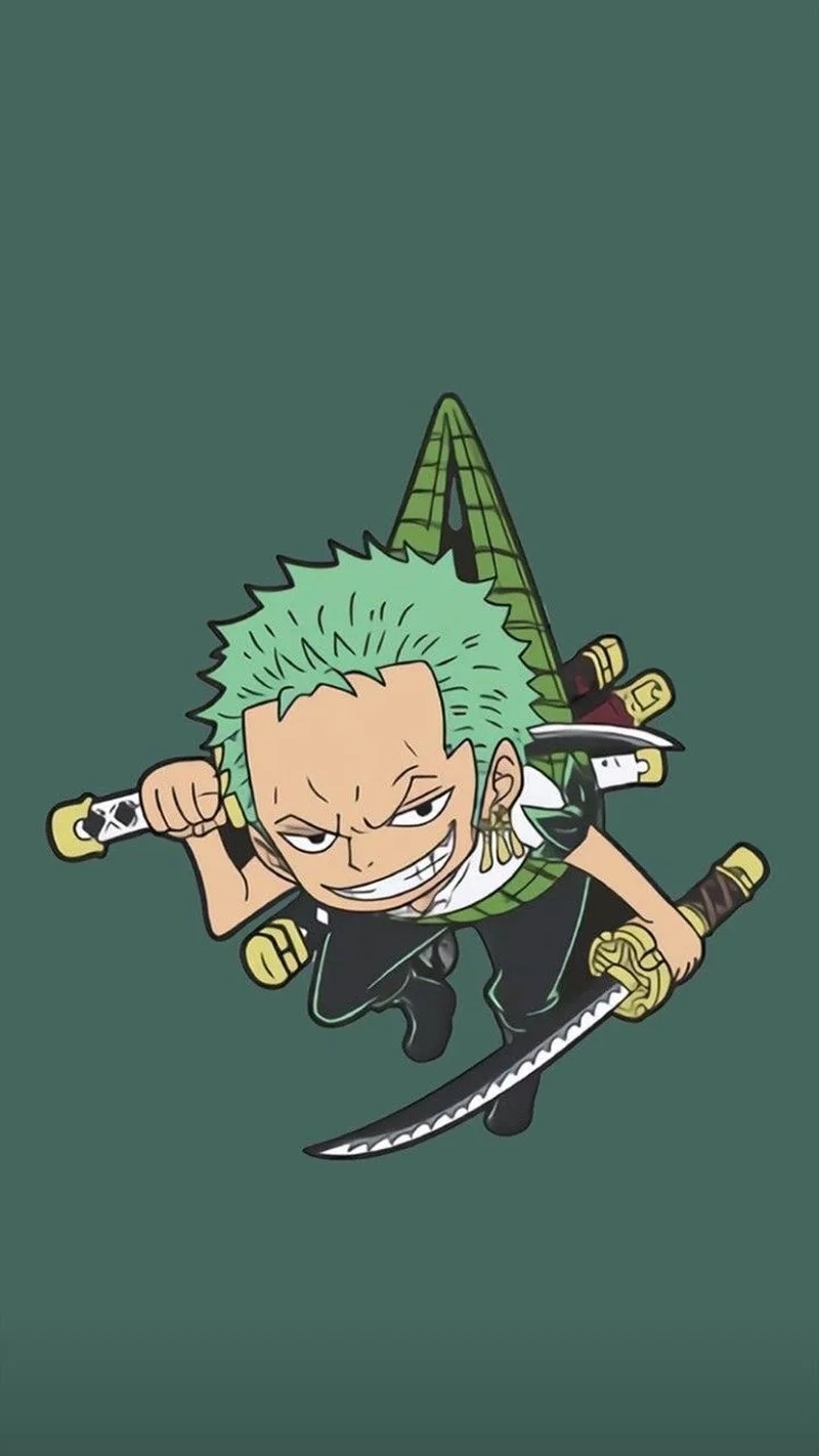 Ảnh zoro chibi dễ thương mang màu sắc tươi sáng.
