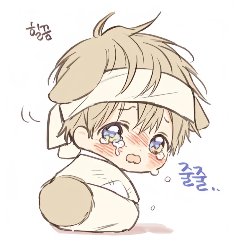 Cười nhẹ với chibi khóc meme vừa buồn vừa hài