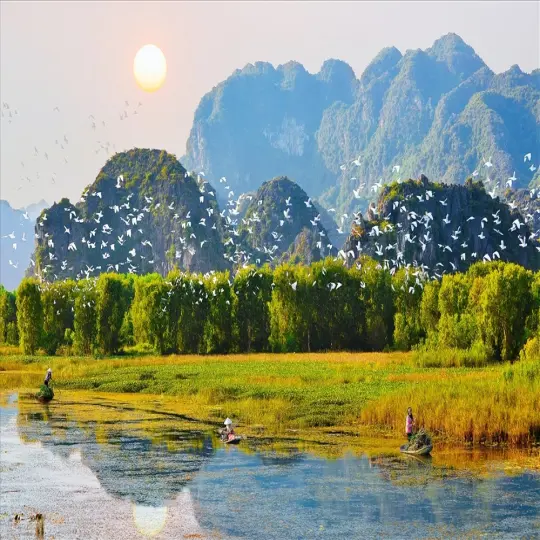 Chiêm ngưỡng hoàng hôn tuyệt đẹp tại vườn chim Thung Nham