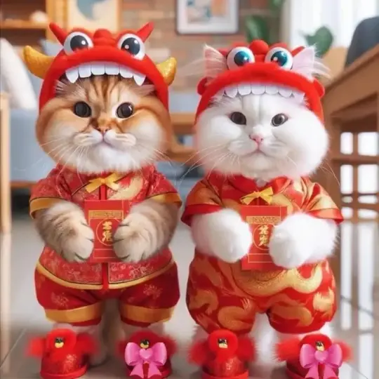Ảnh meme mèo Tết bùng nổ vui tươi qua bộ ảnh nghệ thuật