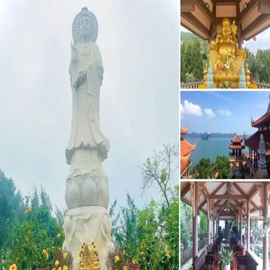 Chùa Cái Bầu uy nghi bên bờ Vịnh Bái Tử Long thơ mộng
