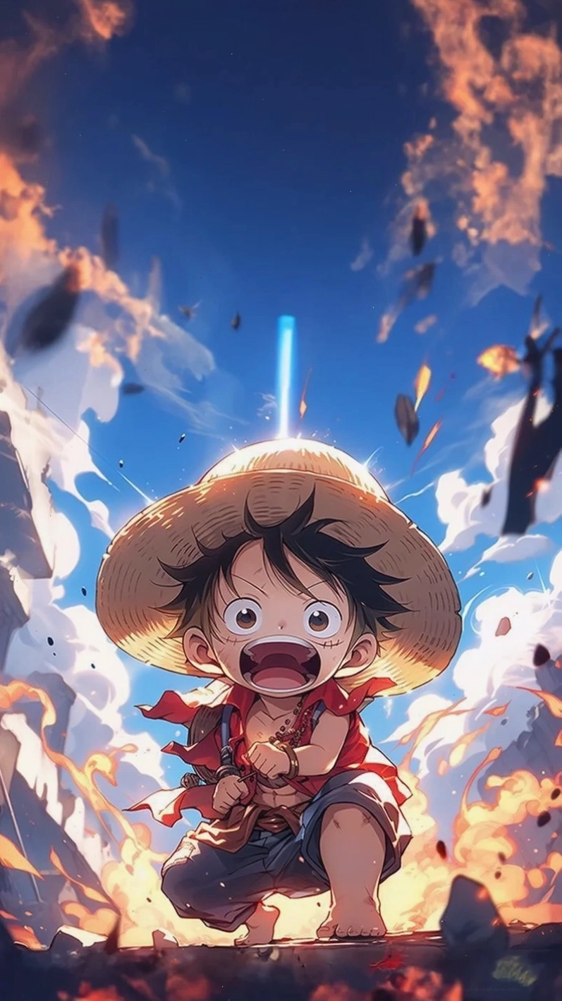 Ảnh anime Luffy ngầu với ánh mắt sắc bén