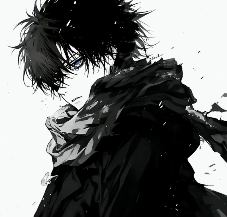 Ảnh anime nam đen trắng với phong thái ngầu