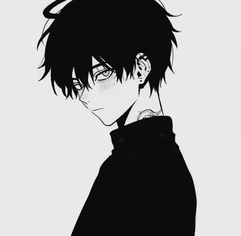 Ảnh anime nam lạnh lùng trắng đen với ánh mắt sâu thẳm