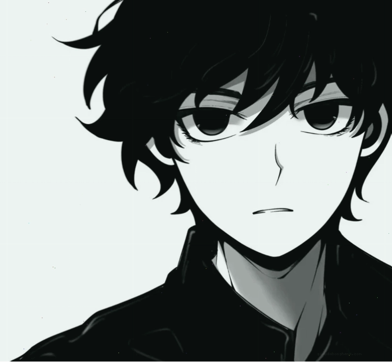 Ảnh anime nam lạnh lùng với tông màu đen trắng ấn tượng