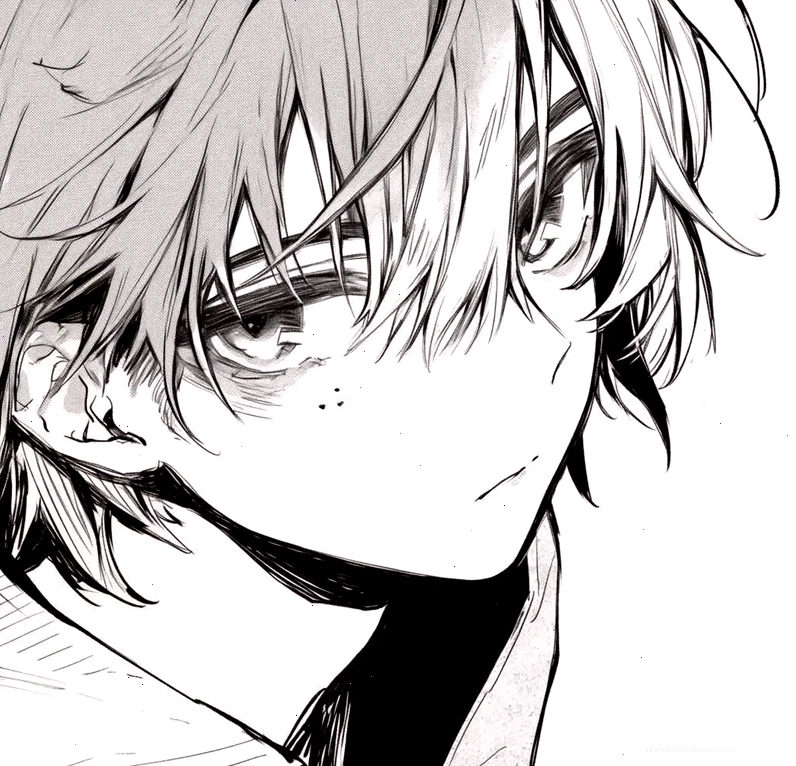 Ảnh anime nam trắng đen nhìn thẳng vào người xem