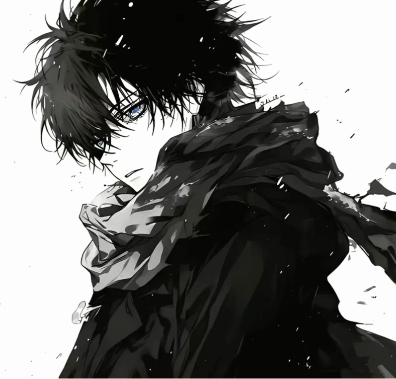 Ảnh anime nam trắng đen phong cách tối giản