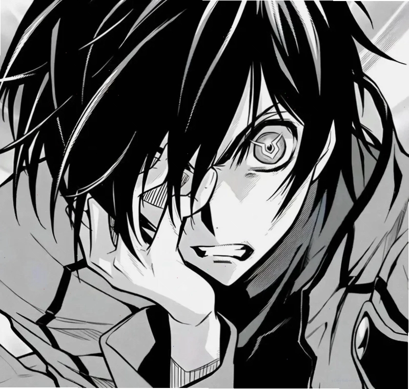 Ảnh anime nam trắng đen thể hiện sự suy tư