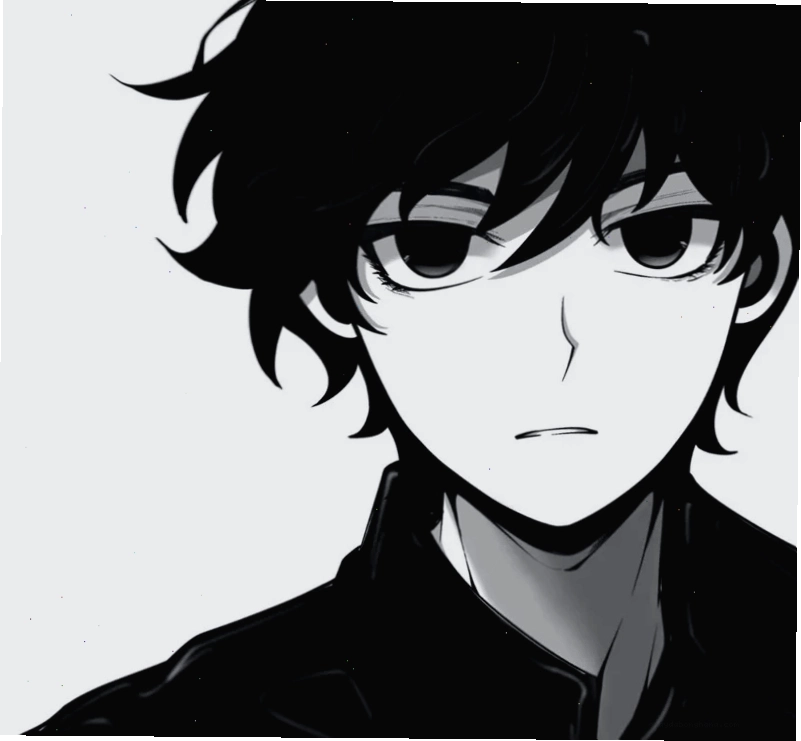 Ảnh anime nam trắng đen toát lên vẻ trưởng thành và điềm tĩnh