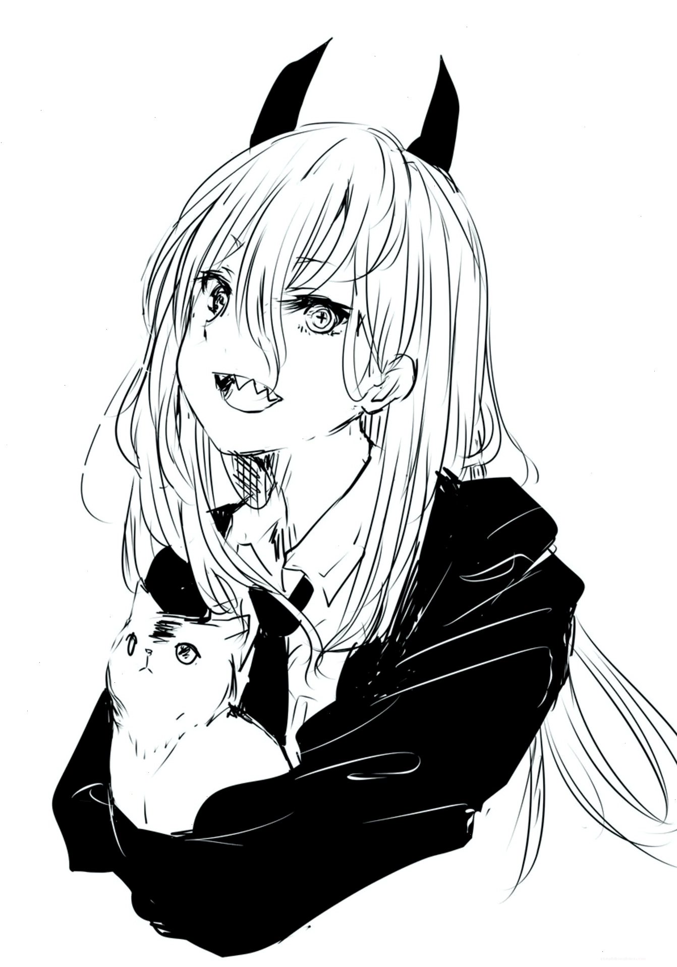 Ảnh anime nữ trắng đen huyền ảo và mờ ảo