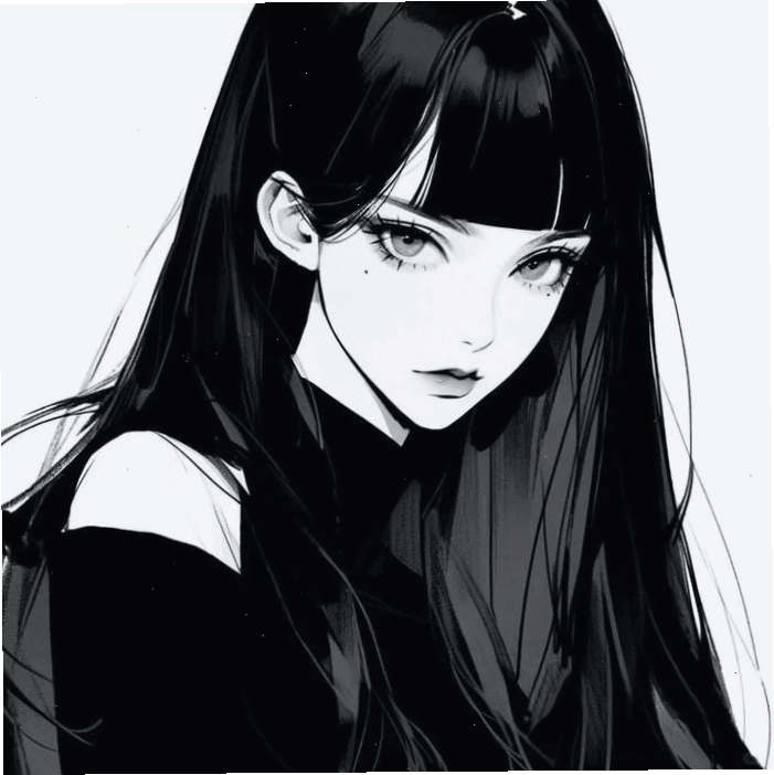 Ảnh anime nữ trắng đen với biểu cảm buồn
