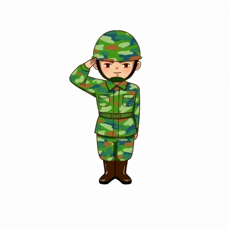Ảnh chú bộ đội chibi đang xem điện thoại chăm chú
