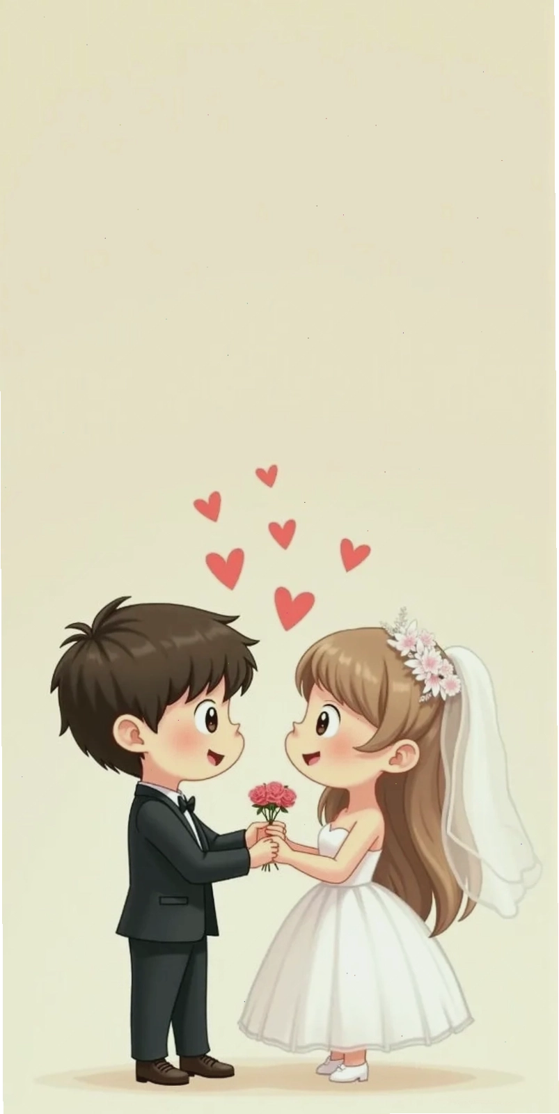 Ảnh cô dâu chú rể chibi nhí nhảnh trên bãi biển
