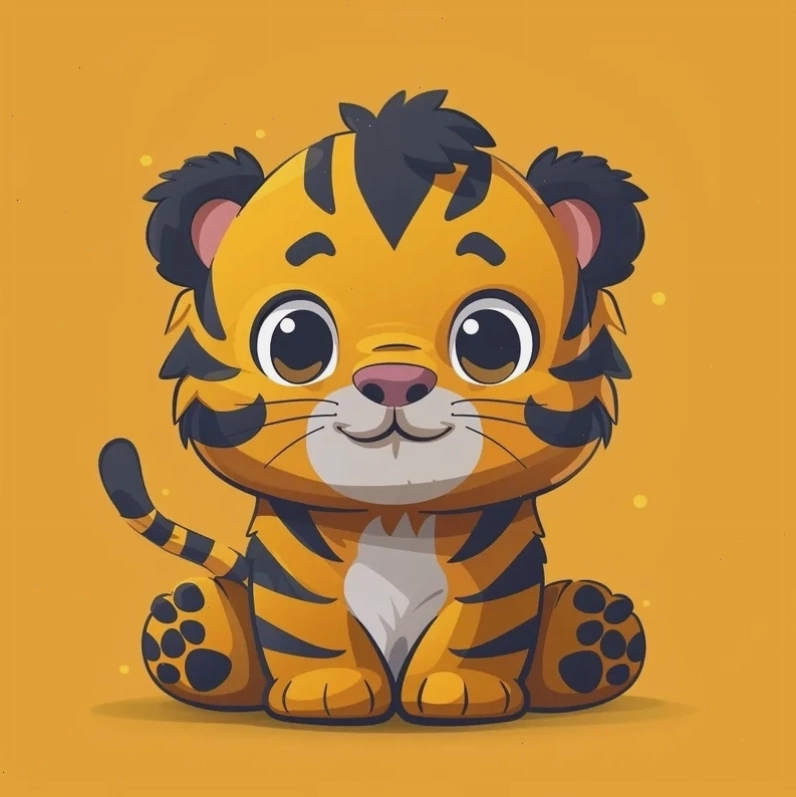 Ảnh con hổ chibi với phong cách độc đáo