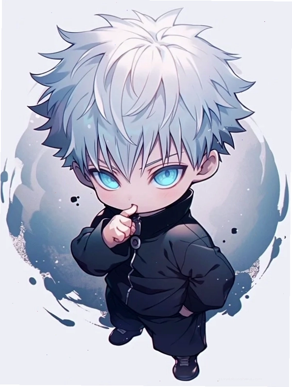 Ảnh Gojo Satoru chibi 4K thể hiện vẻ ngầu quen thuộc