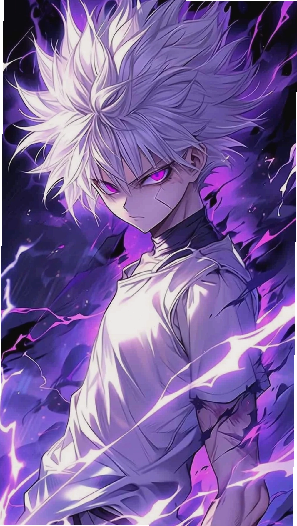 Ảnh Killua chụp từ góc nghiêng, tôn lên đường nét khuôn mặt