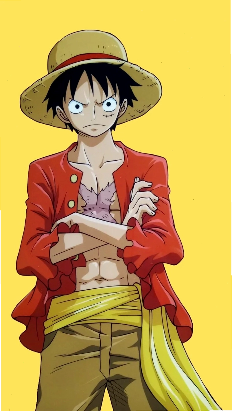 Ảnh Luffy với ánh mắt kiên định và nụ cười tự tin