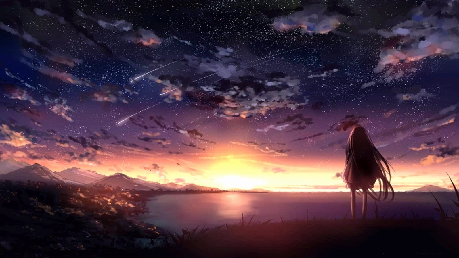 Ảnh nền Anime Galaxy buồn cho nữ