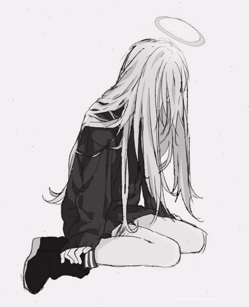 Anime boy và girl đen trắng thể hiện nỗi buồn