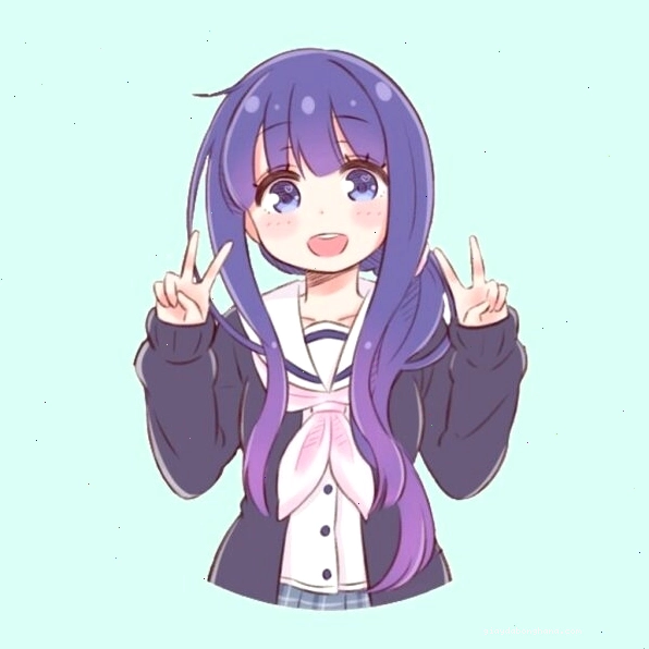 Avatar anime cô bé dễ thương với nền xanh mát mắt