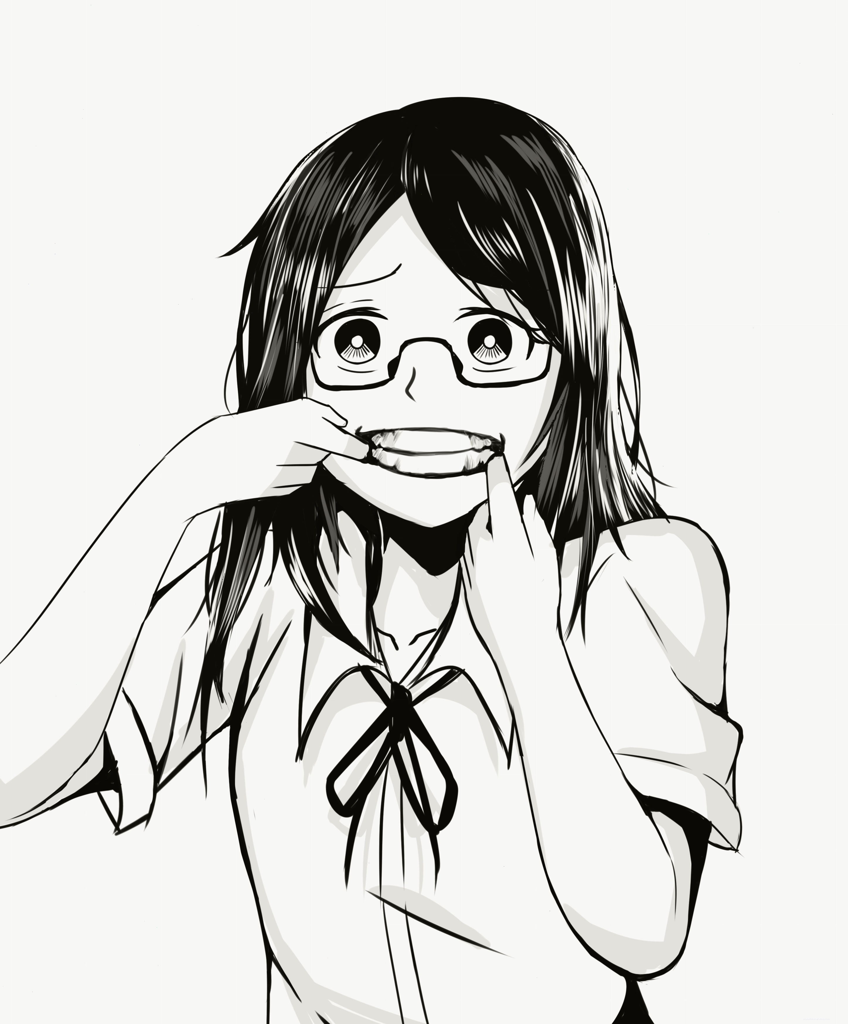 Avatar anime nữ đen trắng bí ẩn với nụ cười nhạt