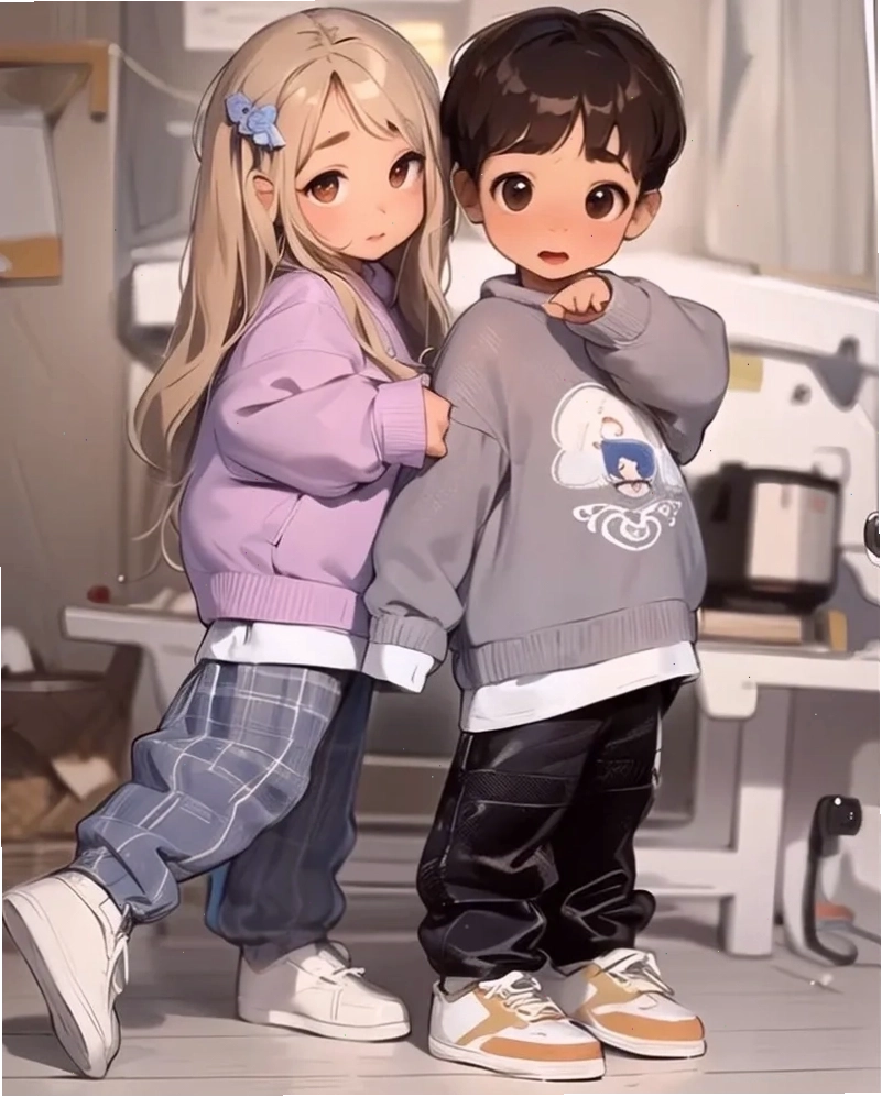 Avatar cặp đôi cute chibi với trang phục đồng điệu
