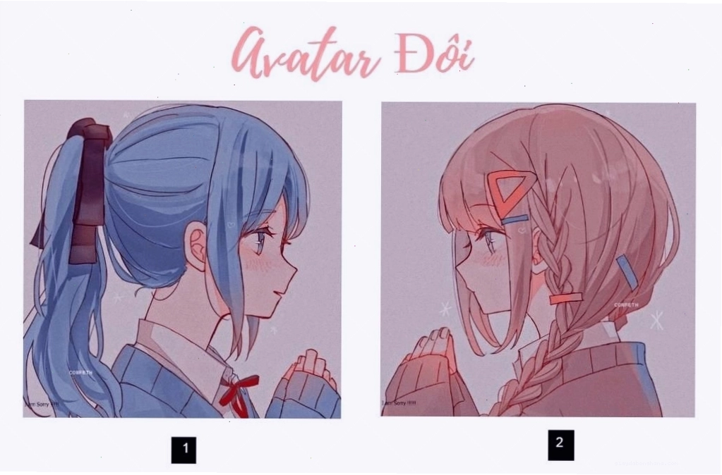 Avatar đôi nữ chibi ngầu và dễ thương