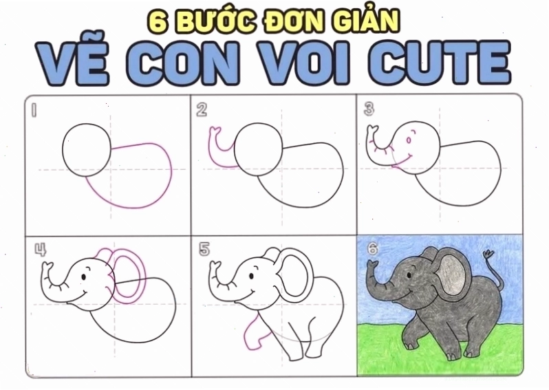 Bộ sưu tập voi chibi dễ thương và ngộ nghĩnh