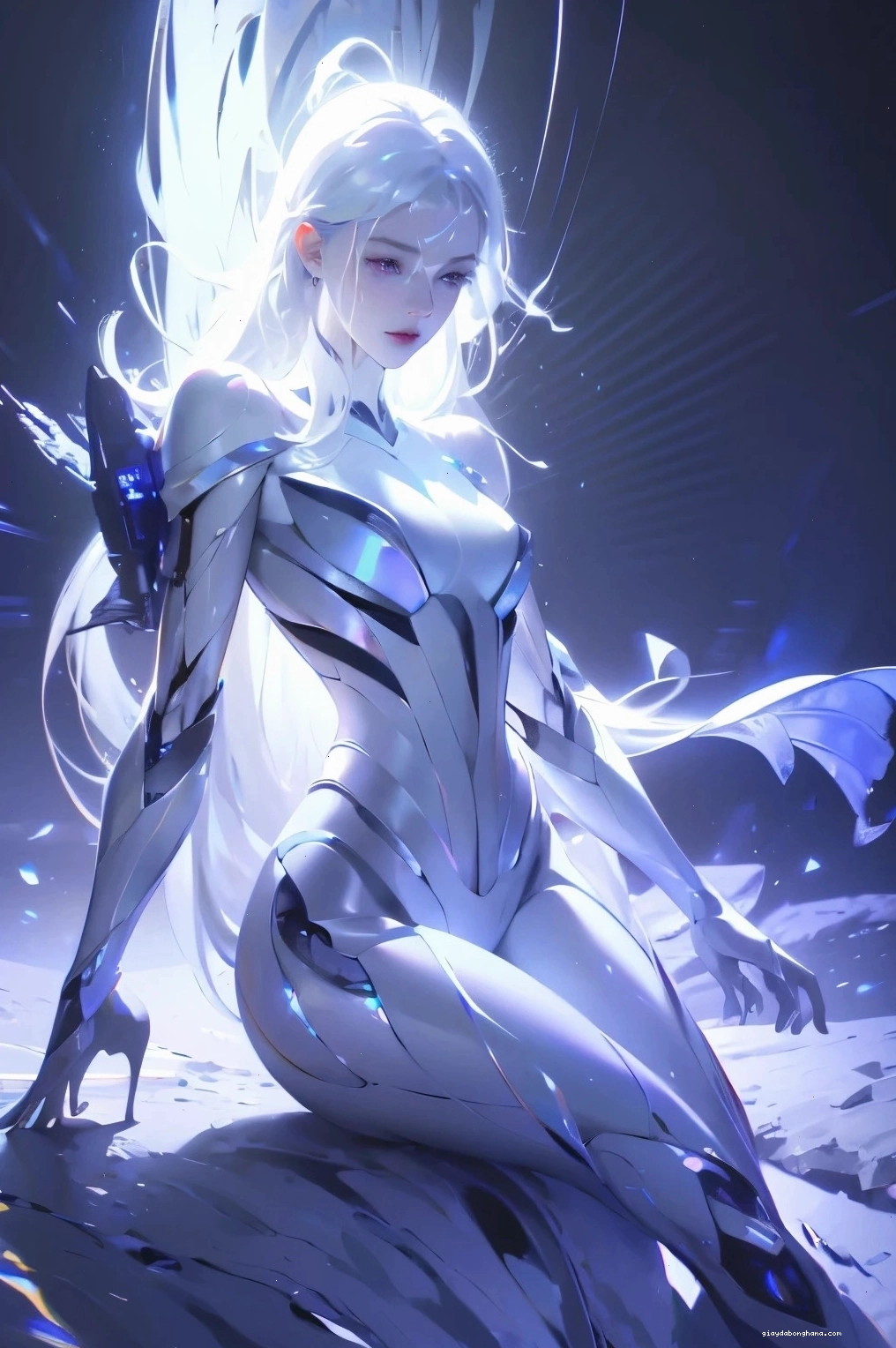 Bức ảnh anime nữ tóc trắng với phong cách ngầu và cá tính