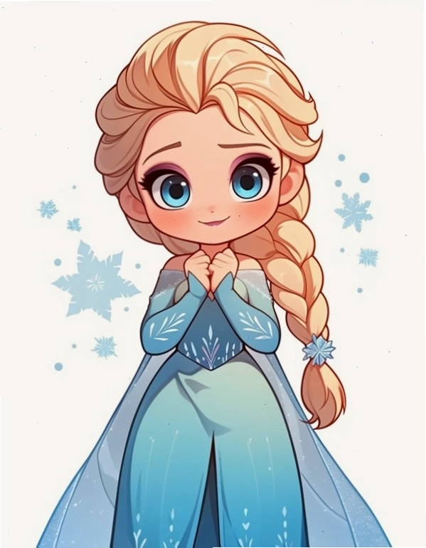 Búp bê Elsa chibi với biểu cảm ngộ nghĩnh