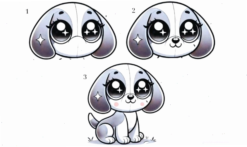 Cách vẽ con chó mắt to cute