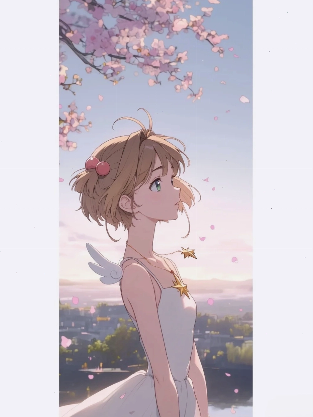 Cận cảnh những cánh hoa anh đào anime mỏng manh trên nền trời xanh