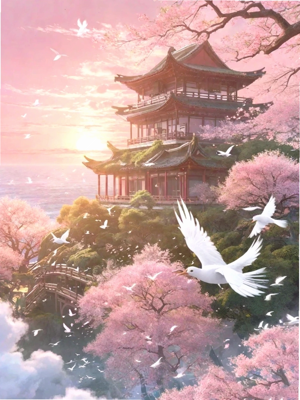 Cặp đôi anime dưới tán hoa anh đào nở rộ