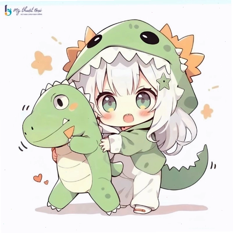 Cặp đôi chibi dễ thương đang nắm tay nhau đi dạo