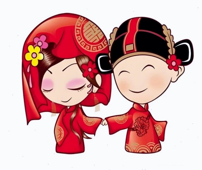 Cặp đôi cô dâu chú rể chibi hạnh phúc
