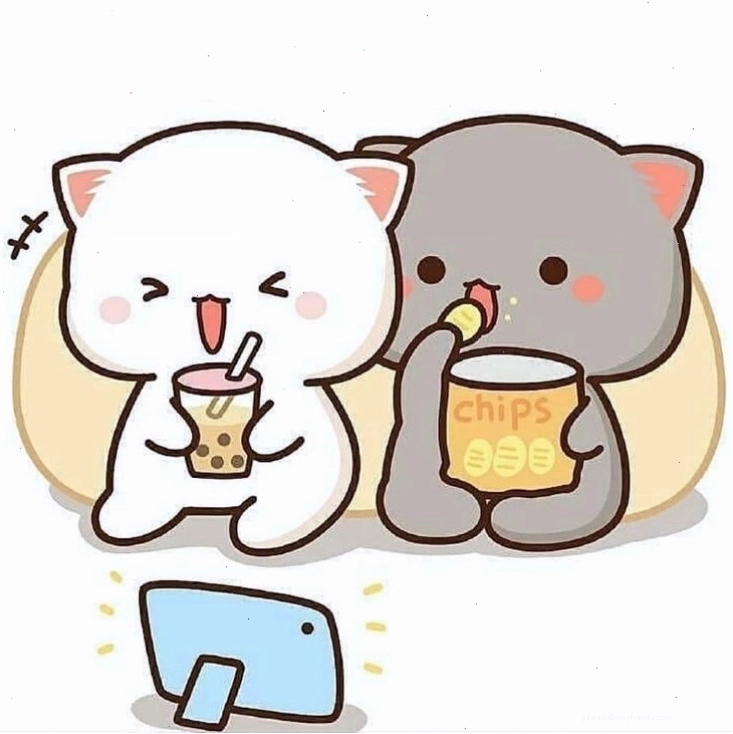 Cặp đôi mèo chibi dễ thương