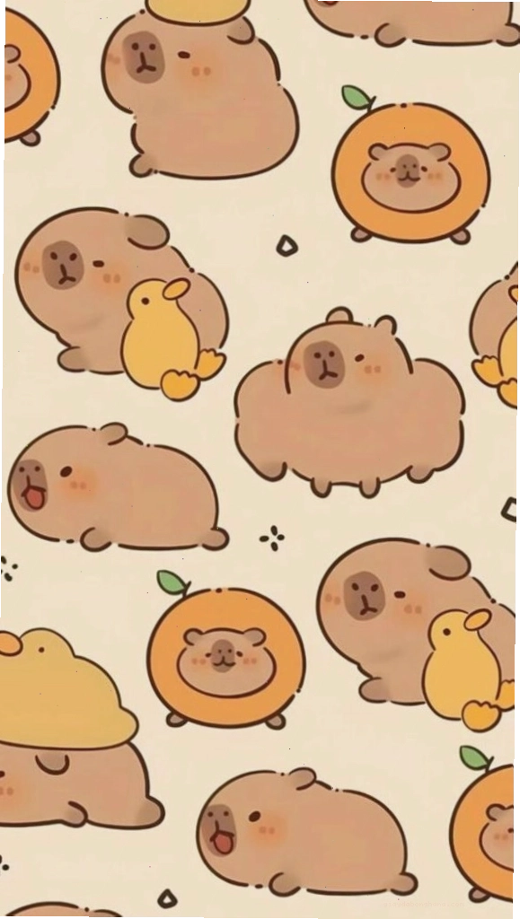 Capybara cõng vịt vàng trên nền xanh
