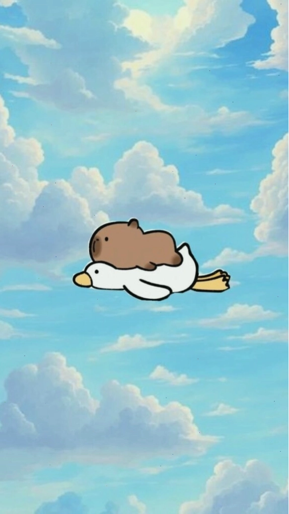Capybara lướt mây trắng, vô tư giữa trời